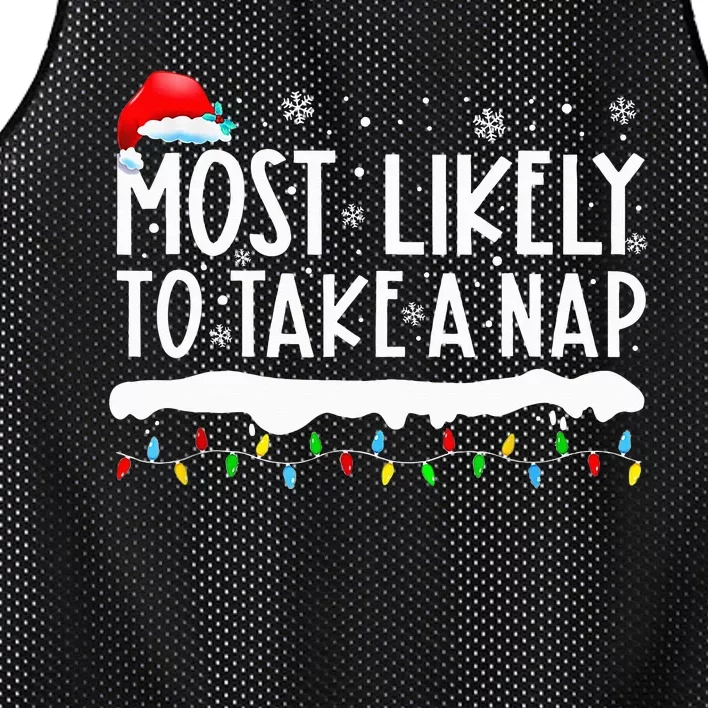 Most Likely To Take A Nap Family Matching Christmas Mesh Reversible Basketball Jersey Tank