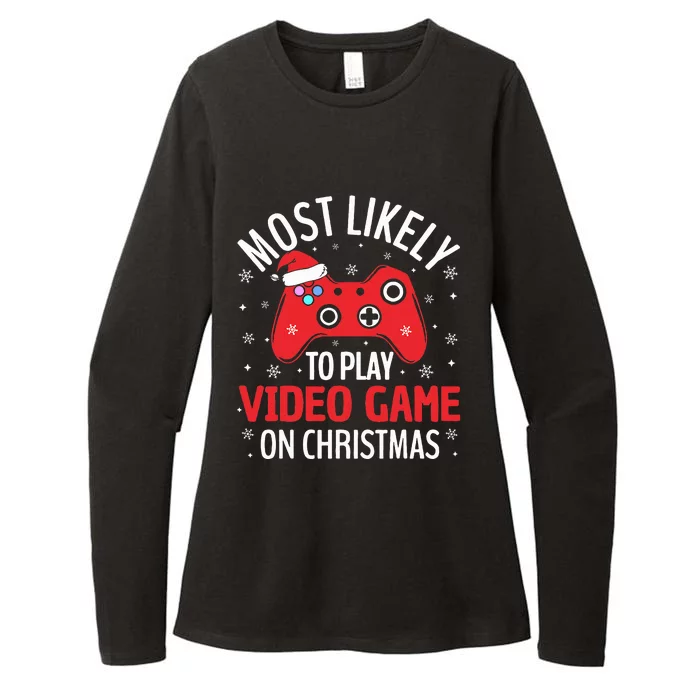 Most Likely To Play Video Game Christmas Womens CVC Long Sleeve Shirt