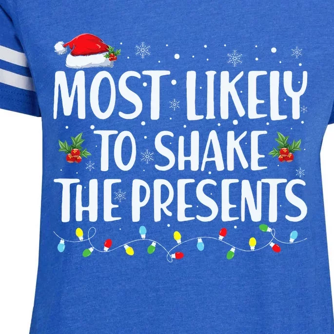 Most Likely To Shake The Presents Family Matching Christmas Enza Ladies Jersey Football T-Shirt