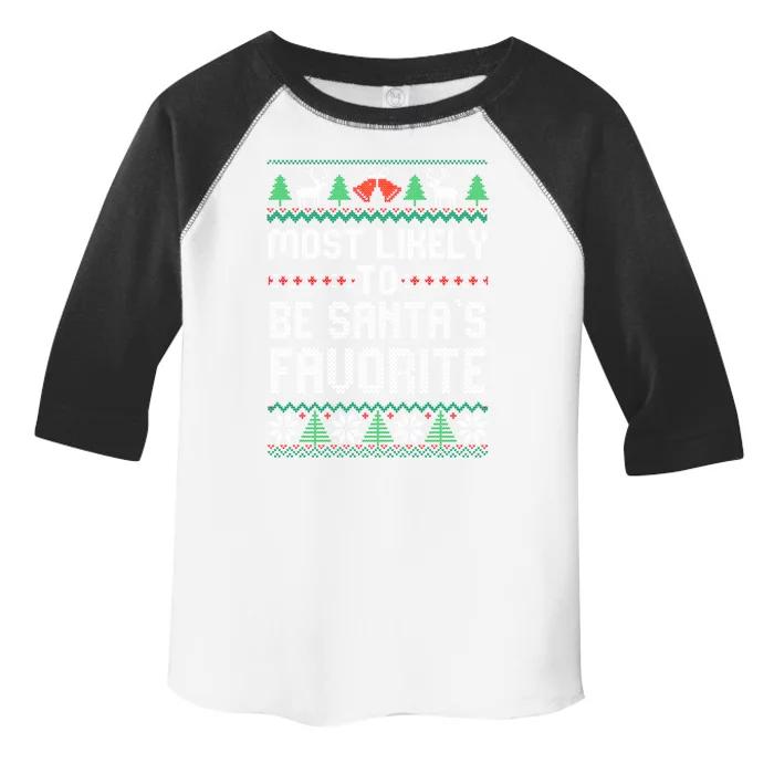 Most Likely To Be SantaS Favorite Christmas Matching Gift Toddler Fine Jersey T-Shirt