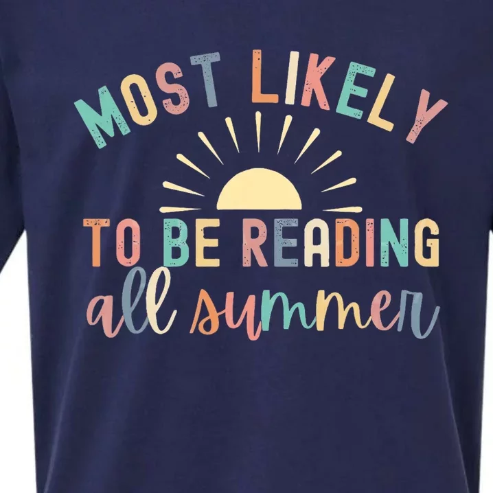 Most Likely To Be Reading All Summer Librarian Book Sueded Cloud Jersey T-Shirt