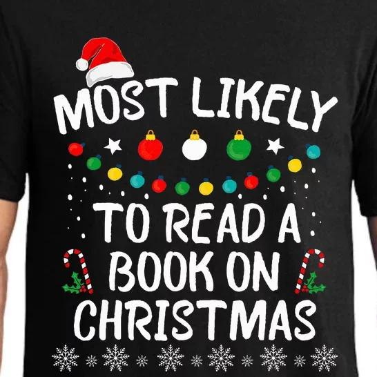 Most Likely To Read A Book On Christmas Book Lover Xmas Pajama Set