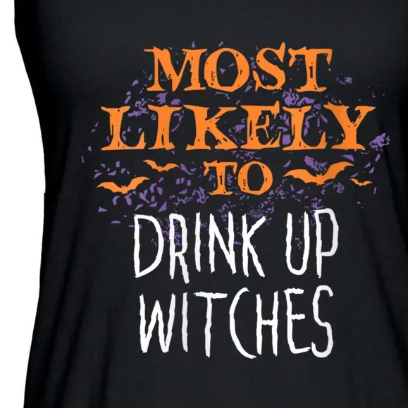 Most Likely To Halloween Drink Up Witches Matching Ladies Essential Flowy Tank