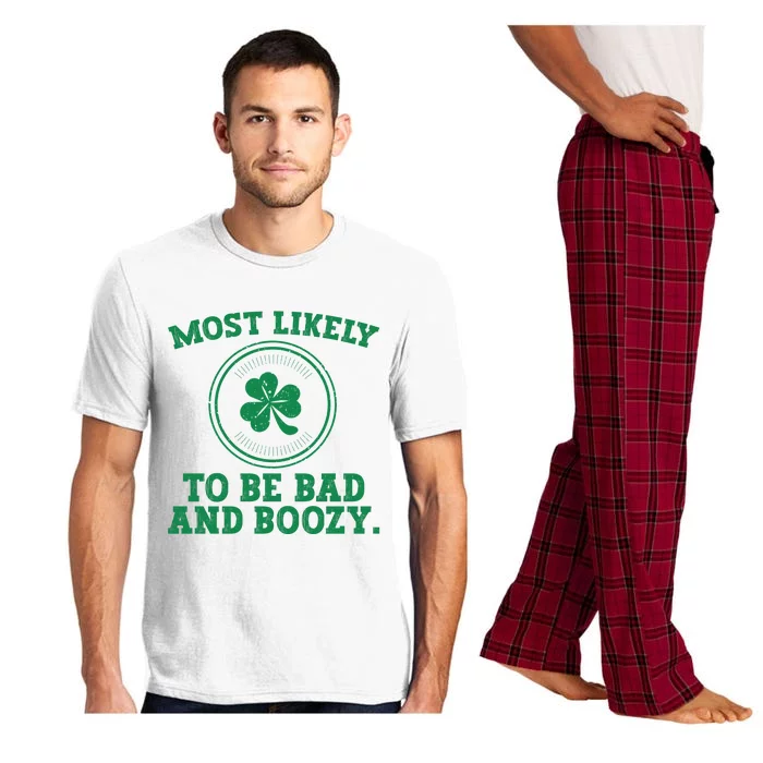 Most Likely To Be Bad And Boozy Funny St Patricks Day Pajama Set