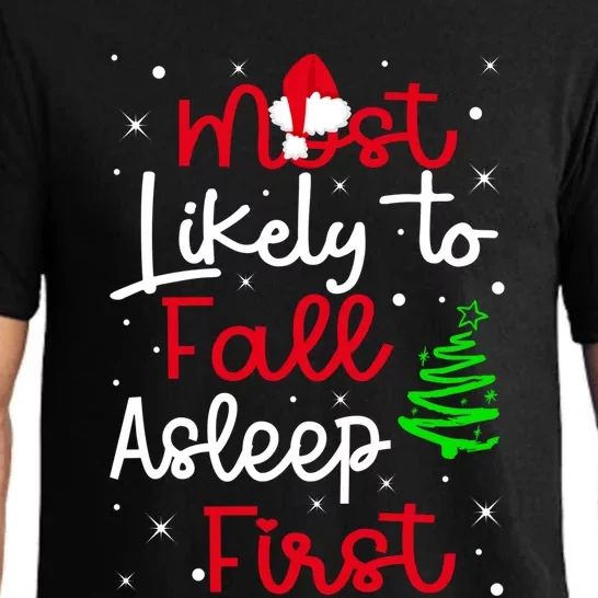 Most Likely To Fall Asleep First Family Matching Christmas Gift Pajama Set