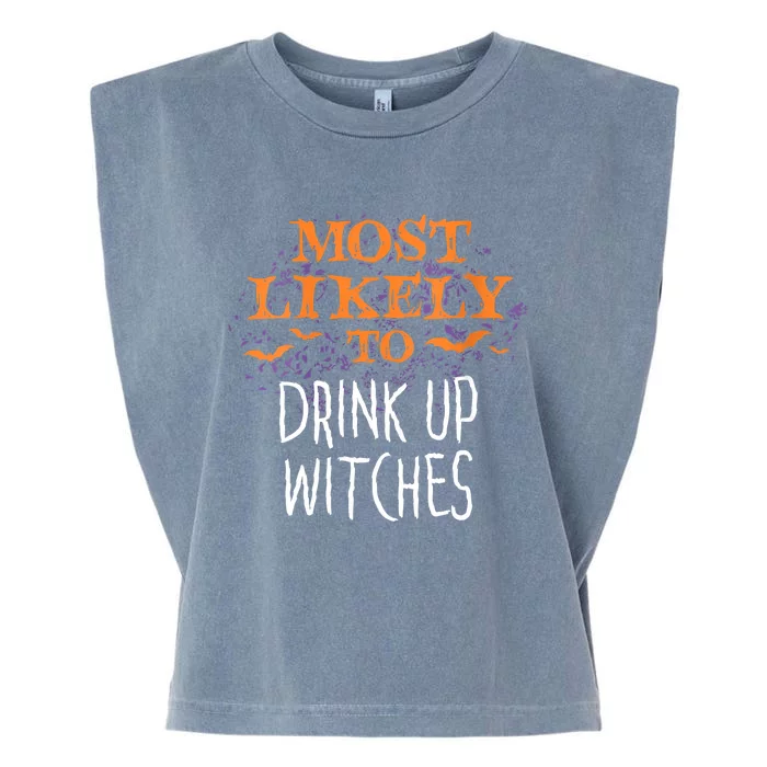 Most Likely To Halloween Drink Up Witches Matching Vneck Garment-Dyed Women's Muscle Tee