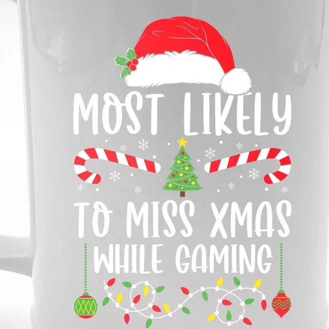 Most Likely To Miss Xmas While Gaming Christmas Matching Front & Back Beer Stein