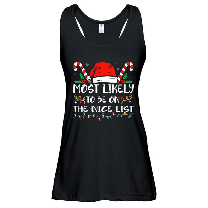 Most Likely To Be On The Nice List Xmas Family Ladies Essential Flowy Tank