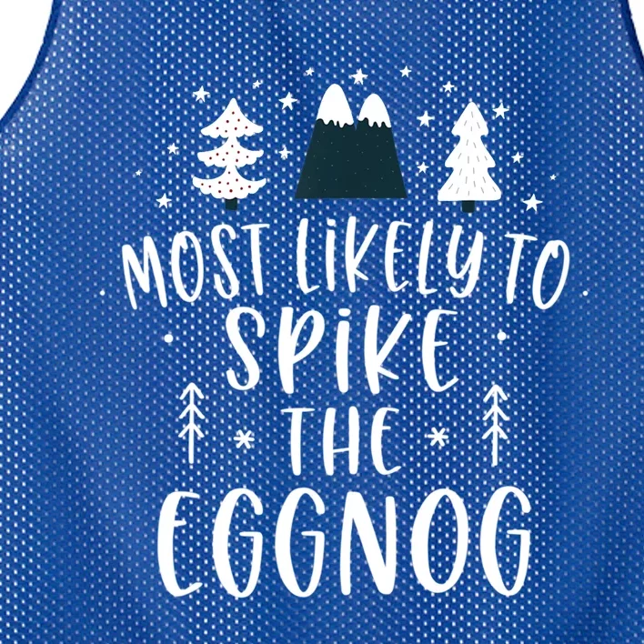 Most Likely To Spike The Eggnog Family Matching Christmas Gift Mesh Reversible Basketball Jersey Tank