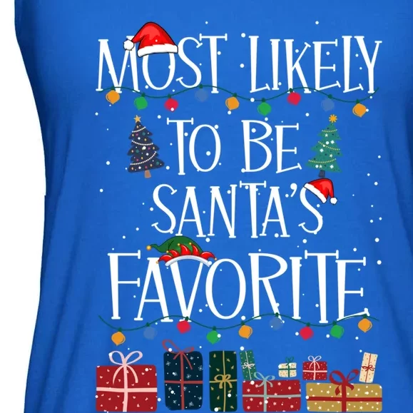 Most Likely To Be Santa’S Favorite Xmas Pajama Gift Ladies Essential Flowy Tank