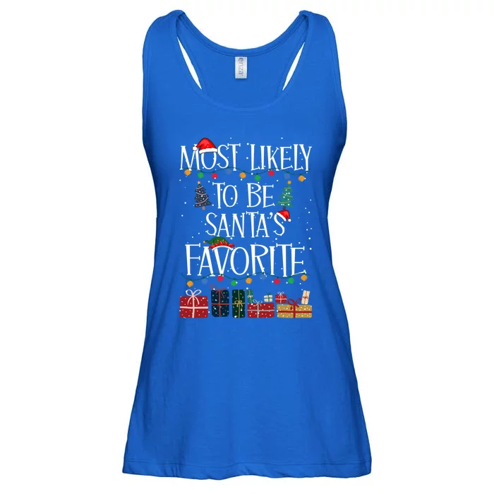 Most Likely To Be Santa’S Favorite Xmas Pajama Gift Ladies Essential Flowy Tank