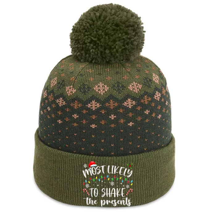 Most Likely To Shake The Presents Funny Family Christmas The Baniff Cuffed Pom Beanie