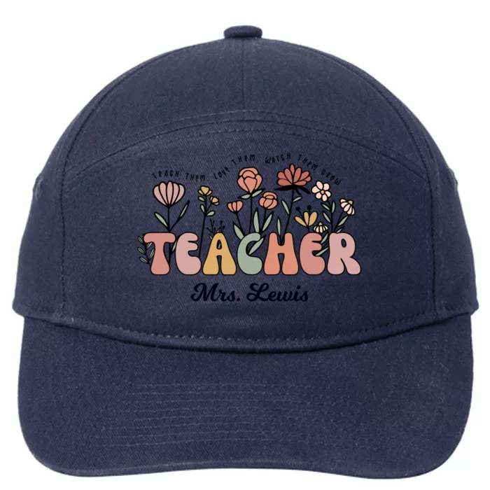 Mrs Lewis Teacher Wildflower Back To School Gift 7-Panel Snapback Hat