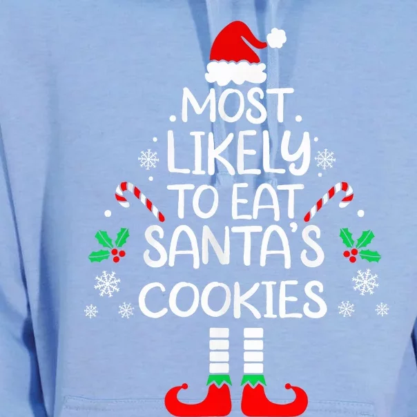 Most Likely To Eat Santas Cookies Christmas Family Matching Unisex Surf Hoodie