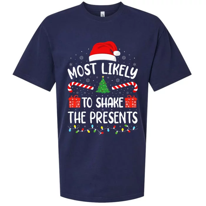 Most Likely To Shake The Presents Squad Family Christmas Sueded Cloud Jersey T-Shirt