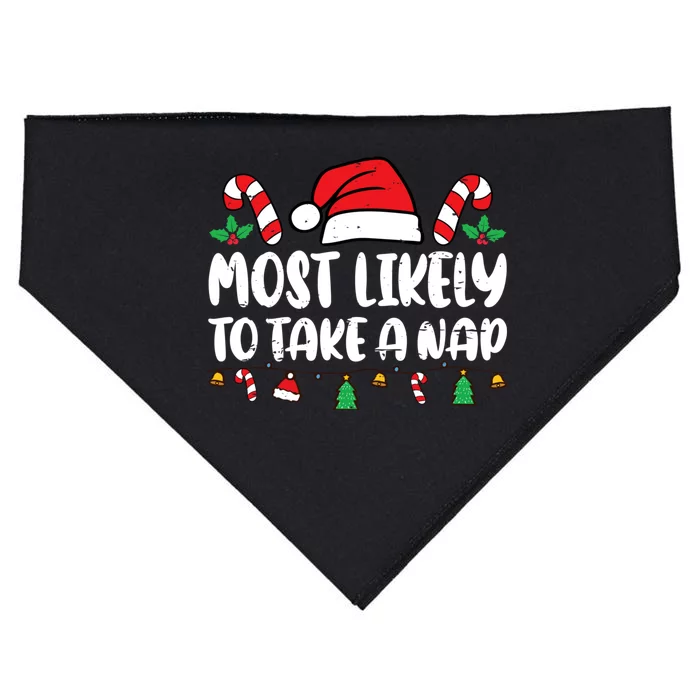 Most Likely To Take A Nap Funny Family Matching Christmas USA-Made Doggie Bandana