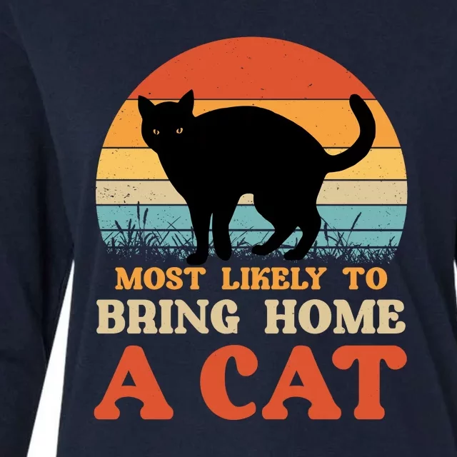 Most Likely To Bring Home A Cat Womens Cotton Relaxed Long Sleeve T-Shirt