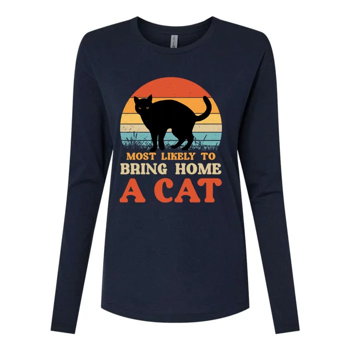 Most Likely To Bring Home A Cat Womens Cotton Relaxed Long Sleeve T-Shirt