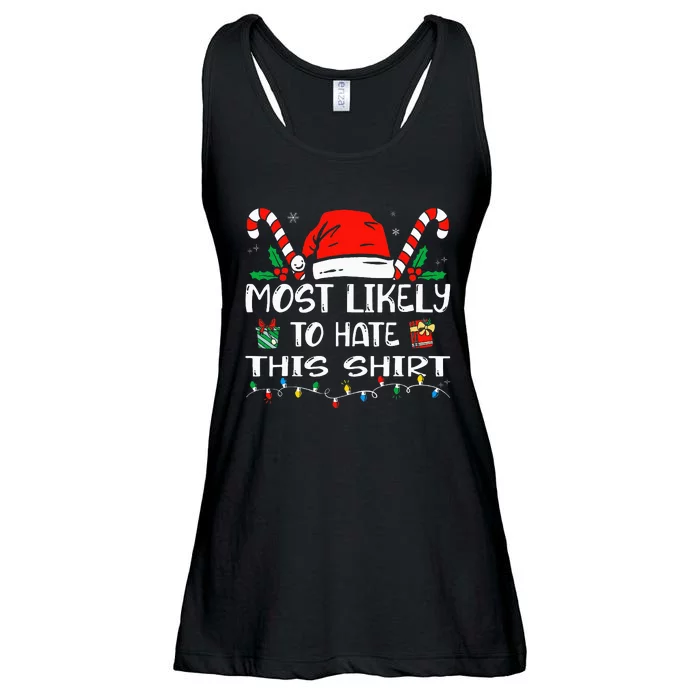 Most Likely To Hate This Xmas Pajamas Family Christmas Ladies Essential Flowy Tank