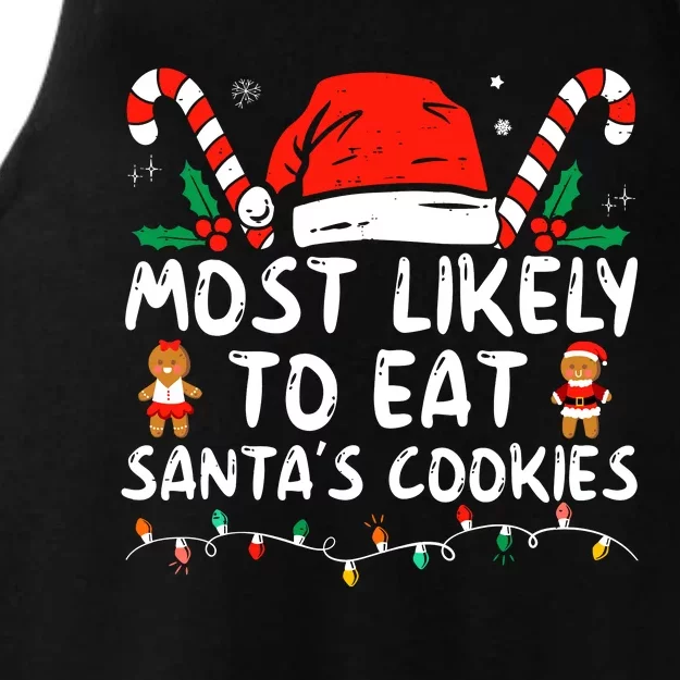 Most Likely To Eat Santas Cookies Family Christmas Holiday Ladies Tri-Blend Wicking Tank