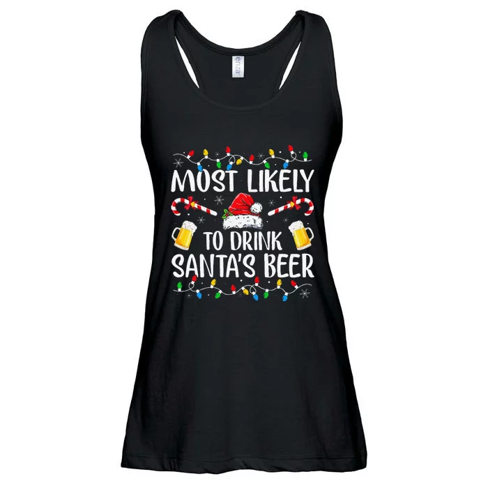 Most Likely To Drink SantaS Beer Funny Drinking Christmas Gift Ladies Essential Flowy Tank