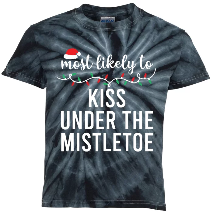 Most Likely To Christmas Matching Family Pajamas Funny Kids Tie-Dye T-Shirt