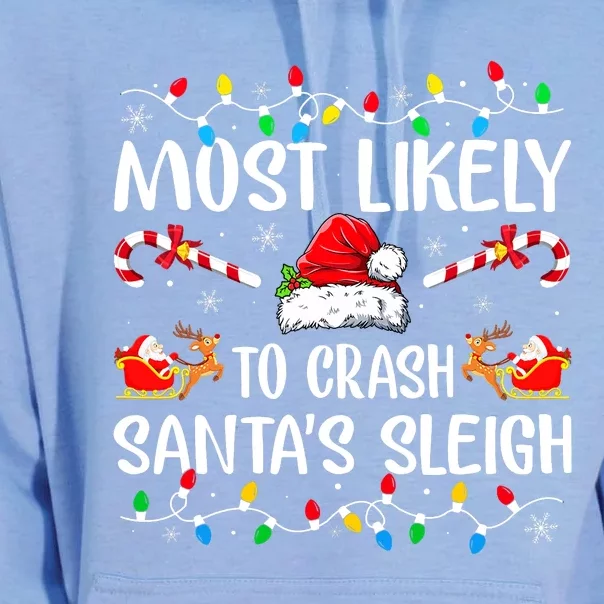 Most Likely To Crash Santas Sleigh Funny Xmas Pajama Unisex Surf Hoodie