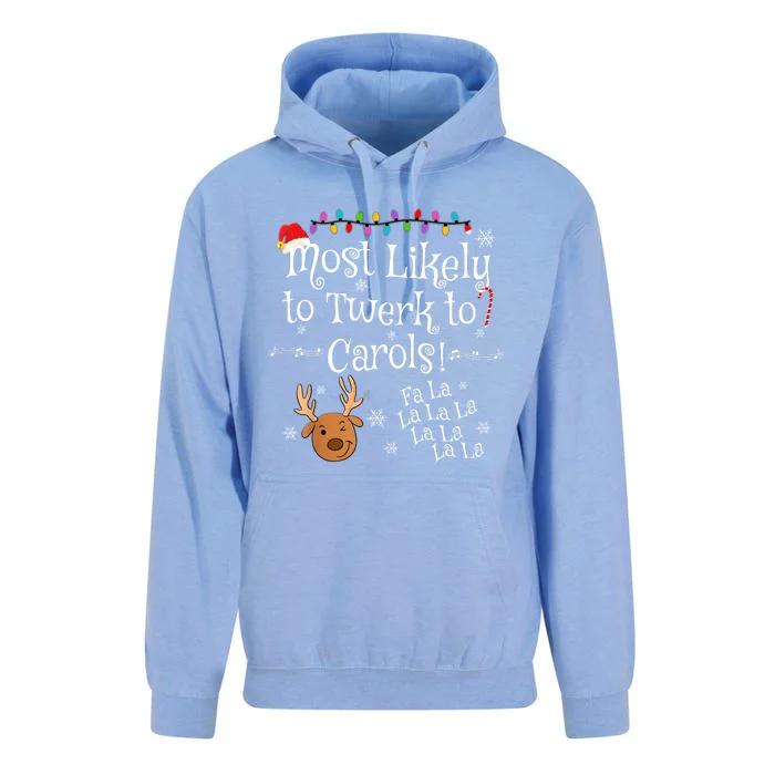 Most Likely To Twerk To Carols Fa La La La Funny Christmas Unisex Surf Hoodie