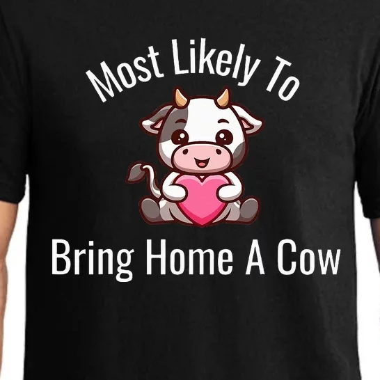 Most Likely To Bring Home A Cow Adult Cow Lovers Pajama Set