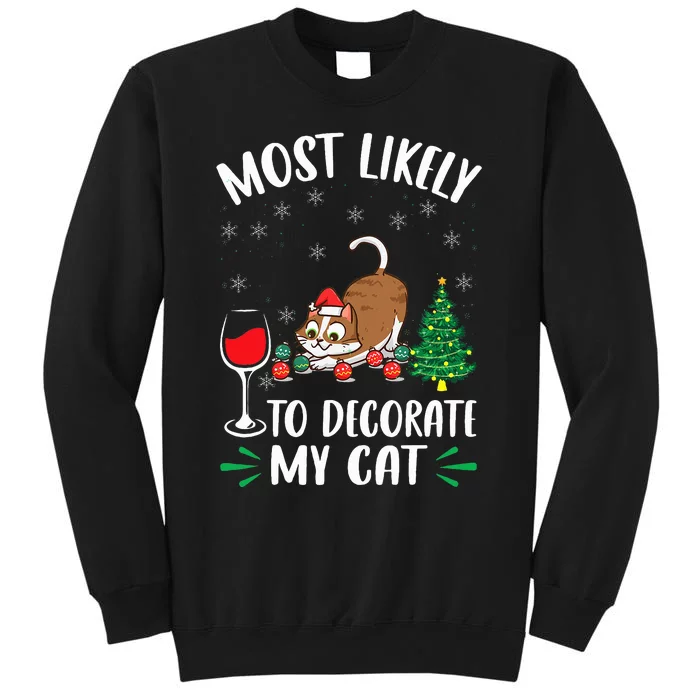 Most Likely To Decorate My Cat Family Matching Xmas Sweatshirt