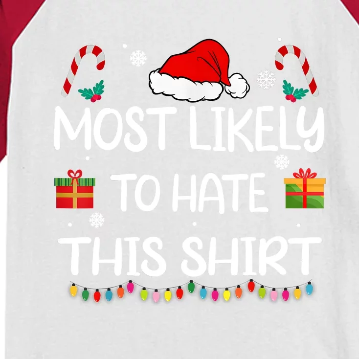 Most Likely To Hate This Family Christmas Matching Kids Colorblock Raglan Jersey