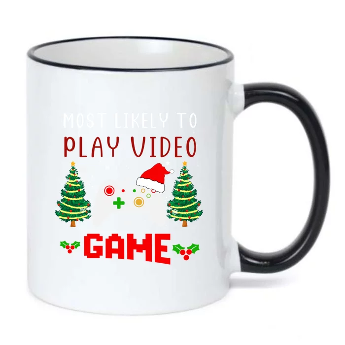 Most Likely To Play Video Game Christmas Santa Gaming Gift Black Color Changing Mug