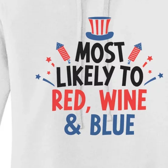 Most Likely To Red Wine And Blue Women's Pullover Hoodie