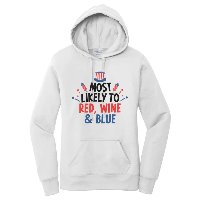 Most Likely To Red Wine And Blue Women's Pullover Hoodie