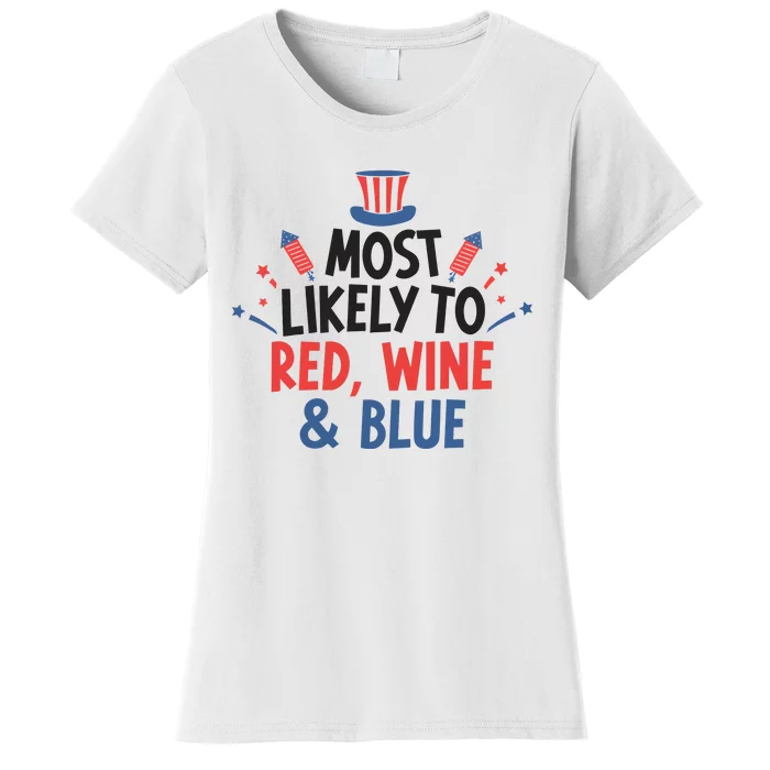 Most Likely To Red Wine And Blue Women's T-Shirt