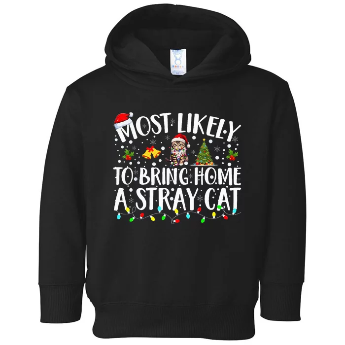 Most Likely To Bring Home A Stray Cat Matching Christmas Toddler Hoodie