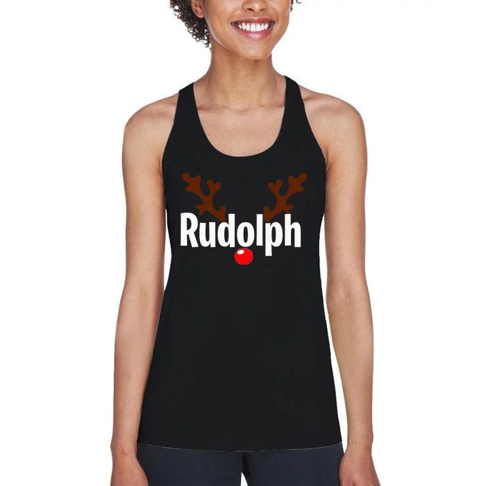 Most Likely To Try Ride Rudolph Funny Couples Christmas Women's Racerback Tank