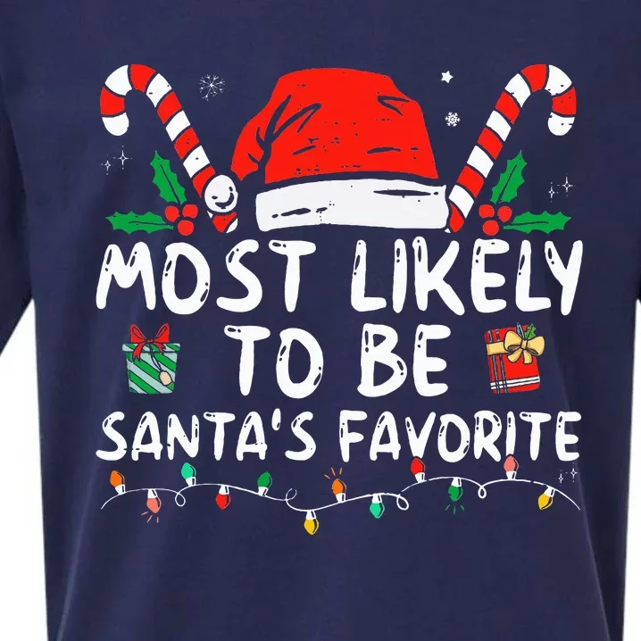 Most Likely To Christmas Be Santa's Favorite Matching Family Sueded Cloud Jersey T-Shirt