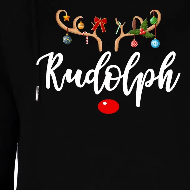 Most Likely To Try To Ride Rudolph Matching Couple Christmas Womens Funnel Neck Pullover Hood