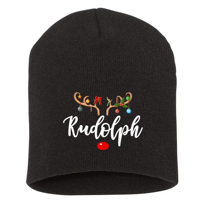 Most Likely To Try To Ride Rudolph Matching Couple Christmas Short Acrylic Beanie