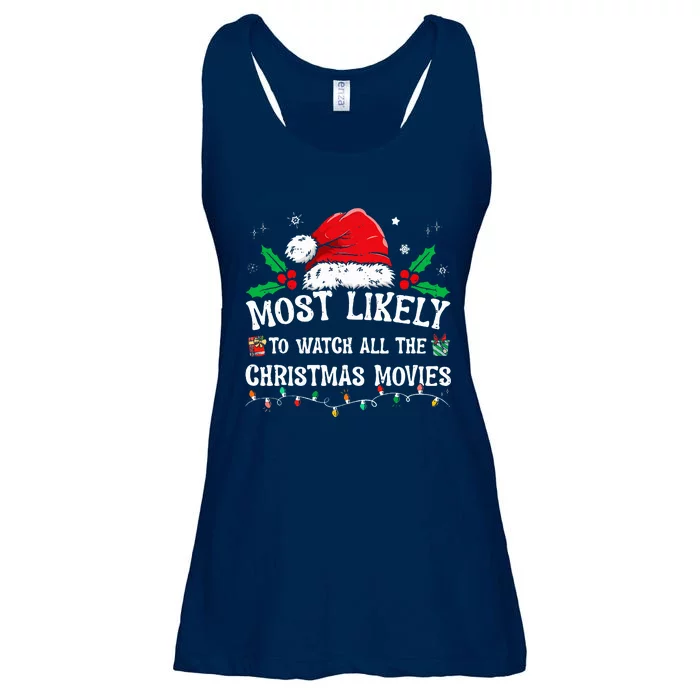 Most Likely To Watch All The Christmas Movies Family Pajamas Ladies Essential Flowy Tank