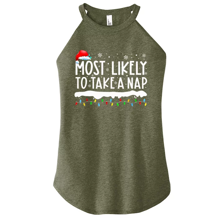 Most Likely To Take A Nap Family Matching Christmas Women’s Perfect Tri Rocker Tank