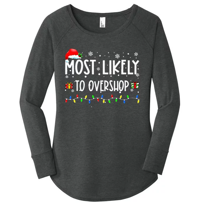 Most Likely To Overshop Shopping Family Crew Christmas Women's Perfect Tri Tunic Long Sleeve Shirt