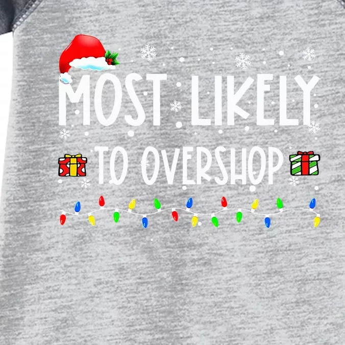 Most Likely To Overshop Shopping Family Crew Christmas Infant Baby Jersey Bodysuit