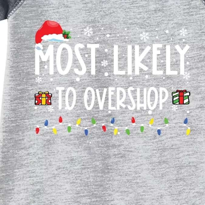 Most Likely To Overshop Shopping Family Crew Christmas Infant Baby Jersey Bodysuit