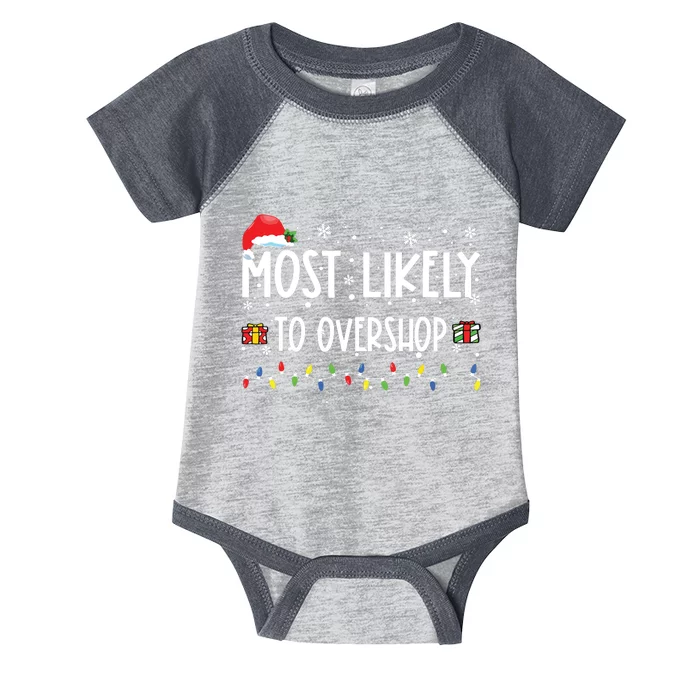 Most Likely To Overshop Shopping Family Crew Christmas Infant Baby Jersey Bodysuit