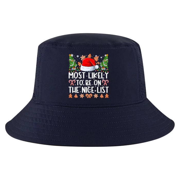 Most Likely To Be On The Nice List Family Christmas Pajamas Cool Comfort Performance Bucket Hat