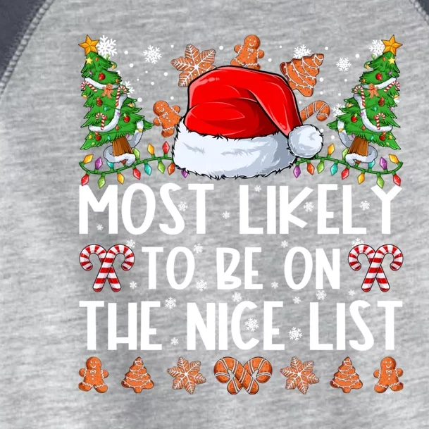 Most Likely To Be On The Nice List Family Christmas Pajamas Toddler Fine Jersey T-Shirt