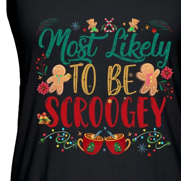 Most Likely To Be Scroogey Family Christmas Matching Pjs Ladies Essential Flowy Tank