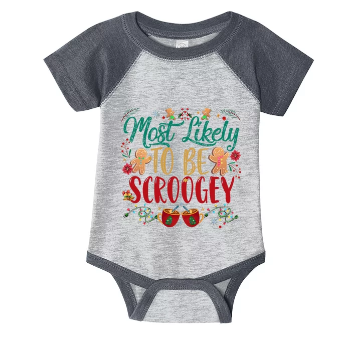 Most Likely To Be Scroogey Family Christmas Matching Pjs Infant Baby Jersey Bodysuit